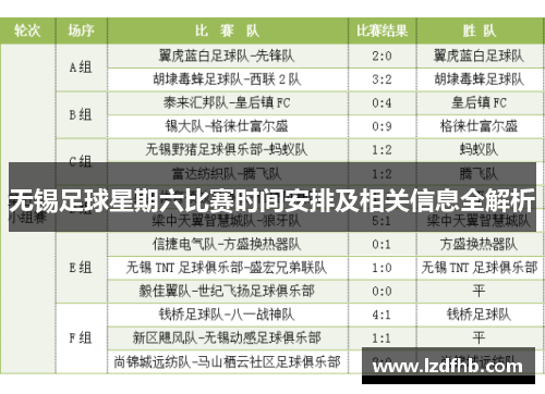 无锡足球星期六比赛时间安排及相关信息全解析